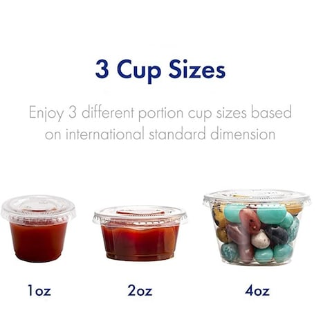 Yesocea [100 Pack] 1 Oz Clear Plastic Jello Shot Cups Container With Snap On Leak-Proof Lids -Small Shot Cups