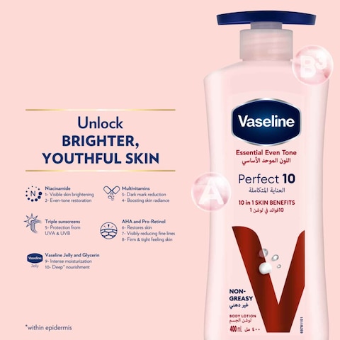 Vaseline Essential Even Tone Body Lotion Perfect 10 400ml