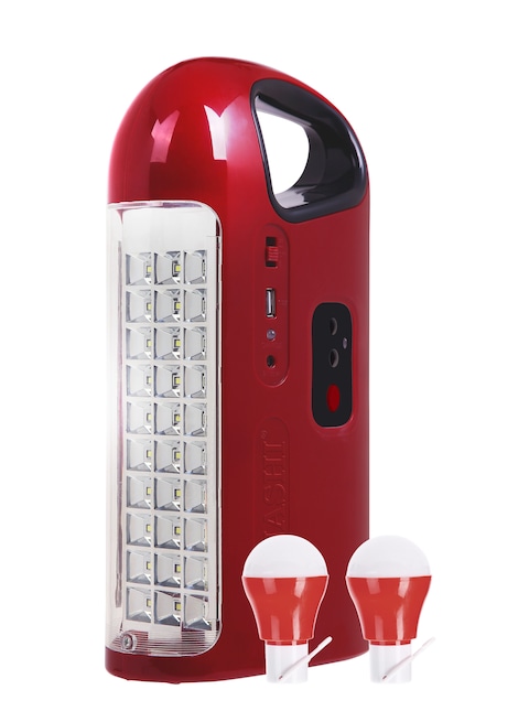 Sonashi Rechargeable LED Lantern With 2 Pcs 5w LED Bulb 2 In 1 Combo Pack SEL-727B (Red-Black)