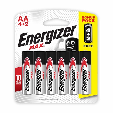 Energizer Max AA Alkaline Batteries - 6 Pieces - 1.5 Volt