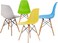 Modern Dining Chair, Lounge Chair, Office Chair, Plastic Shell Chair, Eames Style Chair with Wood Legs and Plastic Seat, for Living Room, Bedroom, Kitchen, Dining Side Chairs, Set of 4 (Multicolor)