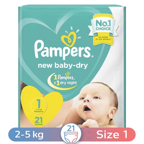 Pampers Baby-Dry Diapers - Size 1 - Newborn - 2-5 Kg - 21 Diapers