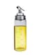 Cuisine Art Glass Oil Bottle, 250ml Oil Dispenser Bottle Stainless Steel embedded Glass Oil Cruet Bottle with Measuring Scale, Leak Proof bottle with Auto Flip Non-Drip Spout