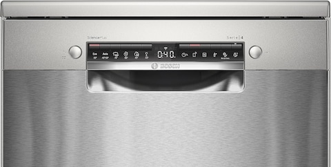 Bosch Series 4 Free-Standing Dishwasher 60cm, EcoSilence Drive, Home Connect Via Wlan For Remote Monitoring And Control, 14Place Settings, Silver Inox, SMS4HMI65M