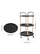 3 Tier Trolley Rolling Cart Solid Wood Frame Round Lockable Wheels Guard Rails Organizer,black