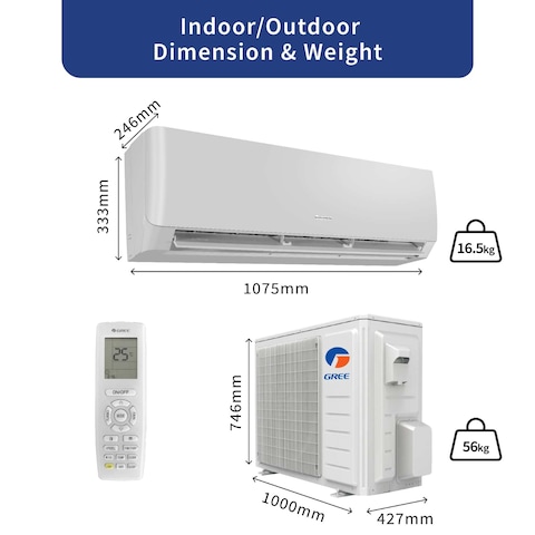 Gree Split Air Conditioner 2.5 Ton - Wifi Enabled - Inverter Compressor - iSAVE PLUS-P30H3