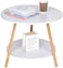 G&amp;T Double Layer Round Wooden End Table, Marble Side Table, Coffee Table, Bedside Table For Living Room With Solid Wood Table Leg - White