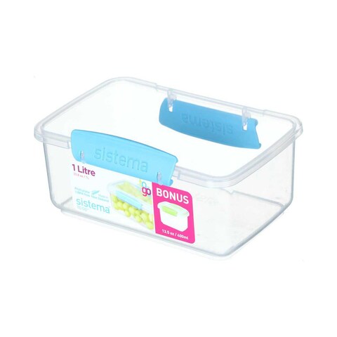 Sistema To Go Food Container - 1 Liter with Container 400ml - Clear