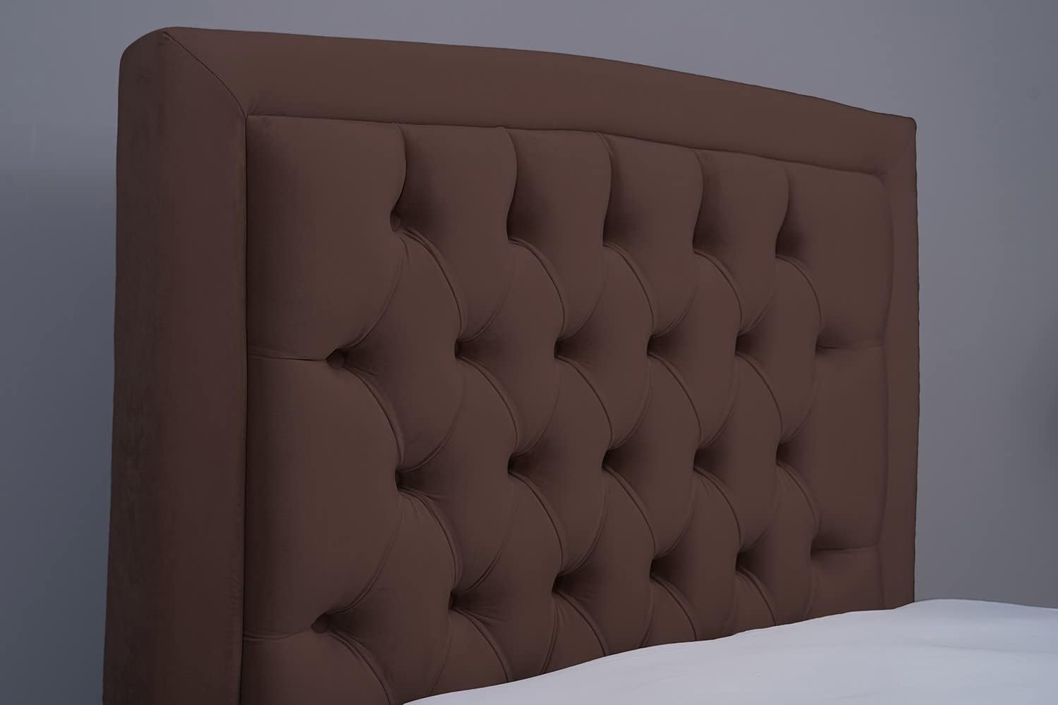 PAN Home Home Furnishings Bianca Headboard Velvet Brown L-120: H-125cm 120x125 Brown