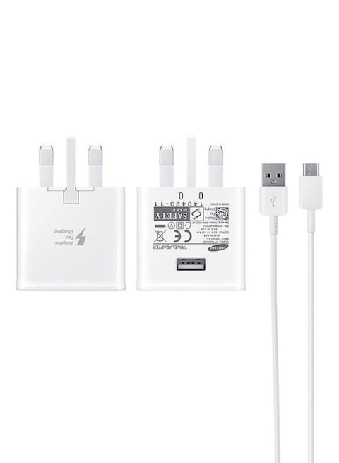 Samsung 3-Pin Fast Charging Travel Adapter With Type-C Cable (UK Plug) White