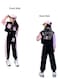 Mei Homecenter Girl's 2 Piece Outfit Long Sleeve Track Jacket and Pant Long Set, 16-17 Years, Black &amp; Pink