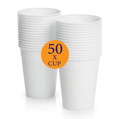 Queen Plastic Water Cups - 50 Pieces - 150 ml - White