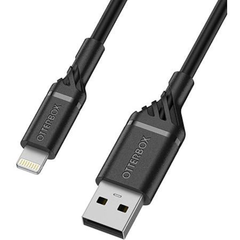 OtterBox USB-A to Lightning Cable 2 Meters - MFi Durable, Tangle-Free, High Speed Charging &amp; Sync Cable 3 Amps for Apple iPhone 12/11/X/Pro/Pro Max/ AirPods/iPad - Black