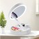 Generic Portable Led Travel Folding Compact Lighted Makeup Mirror Magnification Double Sided Round Shape With Base Touch Button