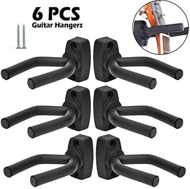 Mike Music Guitar Holders Hooks Stands Hangers Wall Mount Display With Screws Fits All Size Guitars Bass Mandolin Banjo Ukulele (6, Pack)