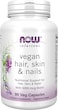 Now Solutions, Vegan Hair, Skin &amp; Nails, Nutritional Support With 5, 000 Mcg Biotin, 90 Veg Capsules