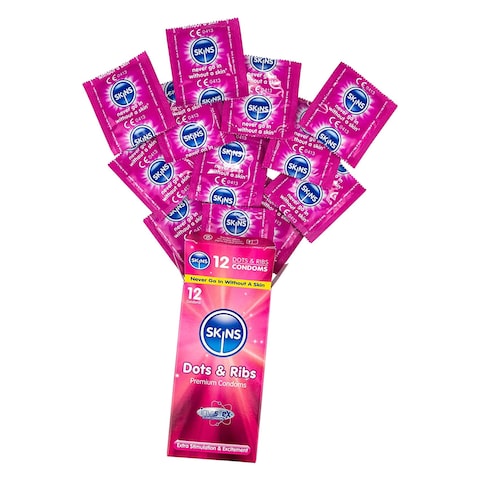 SKINS DOTS &amp; RIBS CONDOMS 12S