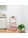 3 Tier Utility Rolling Storage Cart With Handles And Lockable Wheels Pink 43x36x86.5cm