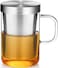 Lushh Clear Glass Tea Mug Cup with Stainless Steel Infuser Lid for Loose Tea/Tea Bag 500ML (17 Oz)