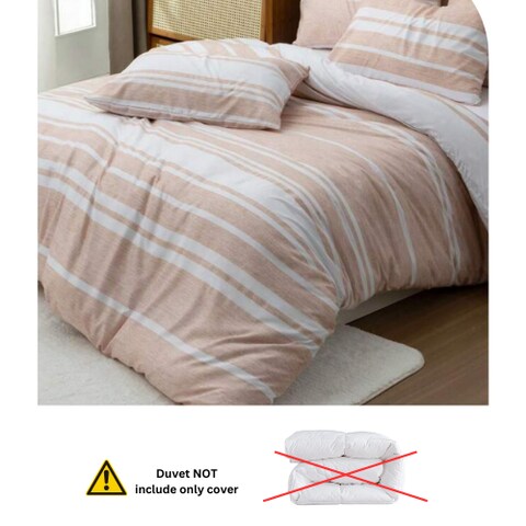 Luna Home Queen Size 6 Pieces, Coral Stripe Design Duvet Cover Set
