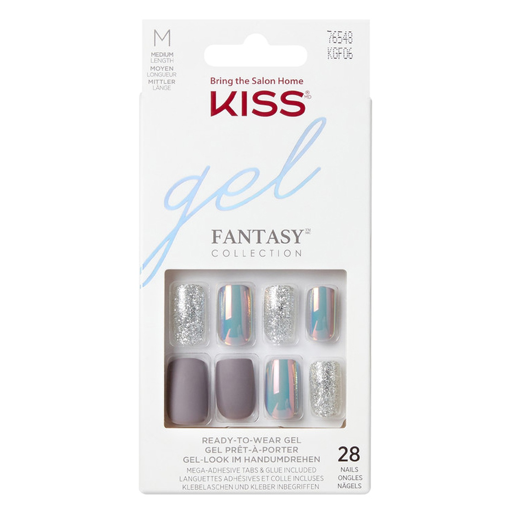 Kiss Glam Fantasy 3D Diamond False Nails Multicolour 28 PCS