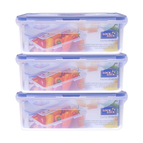Lock &amp; Lock Rectangular Food Containers - 1 Liter - 3 Containers - Clear