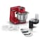 Bosch Kitchen Machine ,700 Watt, 4 Speed Settings, 3.8 Liter Bowl, Whisk, Stirrer &amp; Kneading Hook, Continuous shredder with 3 discs Red Colour-MUMS2ER01G