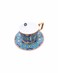 Lihan Morocco Style Rich Blue Pattern Arabian Tea Cup And Saucer With Gold Handel Special Ceramic Cup (225Ml) Idel For Tea, Coffee And Cappuccino