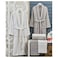 Villa Paris 6-Piece Turkish Terry Cotton Jacquard Family Bathrobe Set 420gsm With Bath Towels And Hand Towels In Attractive Gift Box - Grey/Off White