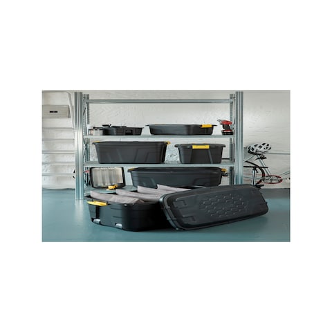 Strata - Heavy Duty Storage Box with Wheels - 75 Litre - 77 x 42 x 40 cm - Made in UK