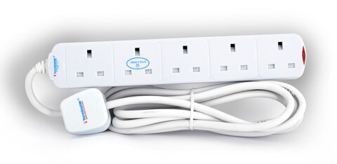 Terminator brand 5 way UK power extension socket 5m cable 13a plug