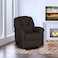American Polo Linen Rocking &amp; Rotating Recliner Chair - Dark Brown - American Polo