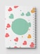 Lowha Spiral Notebook With 60 Sheets And Hard Paper Covers With Hearts &amp; Circle Design, For Jotting Notes And Reminders, For Work, University, School