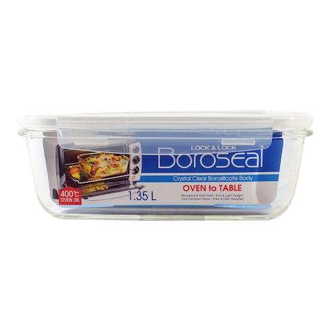 Lock &amp; Lock Boroseal Oven Glass Rectangular Container LLG448 Clear 1.35L