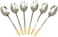 Liying 6Pcs Gold Topper Design Stainless Steel Tea Spoon Set 12cm x 2cm, Modern Silver Tea Spoons for Home, Kitchen, Restaurant, Fine Edge &amp; Mirror Polished, Dishwasher Safe