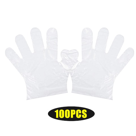 KKmoon-Disposable PE Gloves Single Use Transparent Gloves Latex Free Safe Glove for Children Food Prep Food Service Use 100PCS/Pack