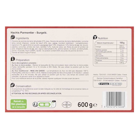 Carrefour Frozen Cottage Pie 600g