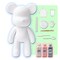 DIY CREATE YOUR OWN UNIQUE ACRYLIC FLUID POURING PAINT BEAR (9 inch - 23 cm) COMPLETE SET, colors: White, Light-Pink, Silver. Arts and Crafts, Customize Handmade Creative Birthday Gift