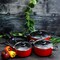 Royalford Cookware Set, 8 Pieces, Red, RF6082 Scratch Resistant, Tempered Glass Lids, 2.5MM Body Thickness, Bakelite Knobs, and CD Bottom