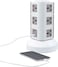 3 Layers Extension Outlet With 2 USB Ports, Universal Vertical Multi Socket, 2.8M Cord and UK-Plug Multi Charging Station (Gray)