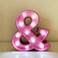 LED Marquee Ampersand Light Sign Wooden Pink (&amp;) 25cm