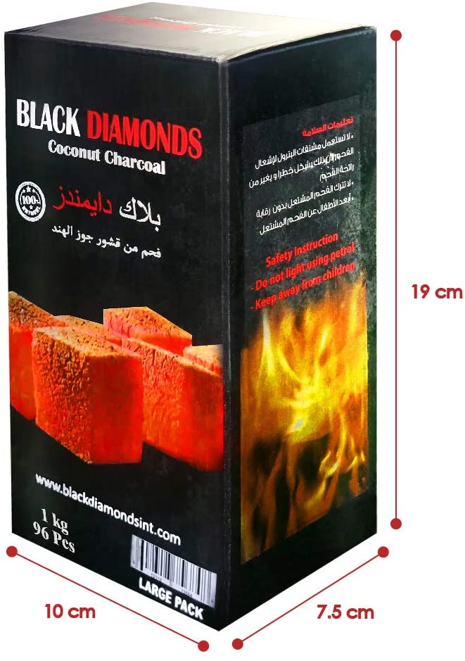 Black Diamond Coco Charcoal 96 PCS -Bakhoor Coal -Shisha Charcoal-Hooka Charcoal