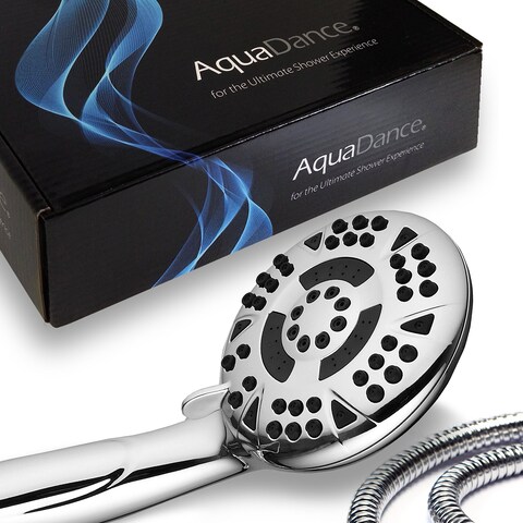 AquaDance High Pressure 6-Setting 4.15&quot; Chrome Face Hand Held Shower Head with Hose for Ultimate Shower Experience! Officially Independently Tested to Meet Strict US Quality &amp; Performance Standards