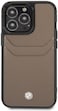 CG Mobile BMW Signature Collection Genuine Leather Case With Cardslot Embossed Pattern, Stylish, Slim-Fit, Anti-Scratch, Bumper Protection, Compatible With iPhone 14 - Taupe (Pro Max)