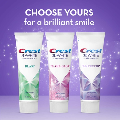 Crest 3D White Brilliance Pearl Glow Advanced Whitening With Pearl Extracts Enamel Safe Toothpaste 75ml