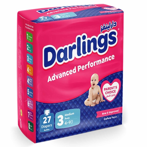 DARLINGS ADVANCED BB DIAPER MED 4-9KG 27S