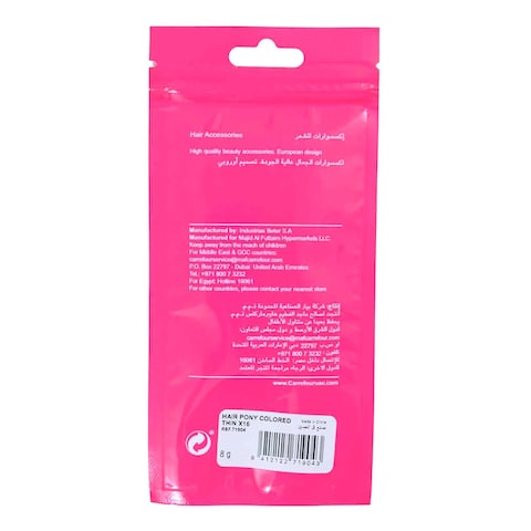 Carrefour Hair Pony Thin Band Multicolour 16 PCS