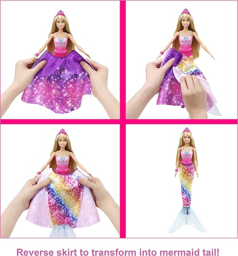 ​Barbie Dreamtopia 2-In-1 Princess To Mermaid Fashion Transformation Doll (Blonde, 11.5-In) With Accessories, For 3 To 7 Year Olds Gtf92