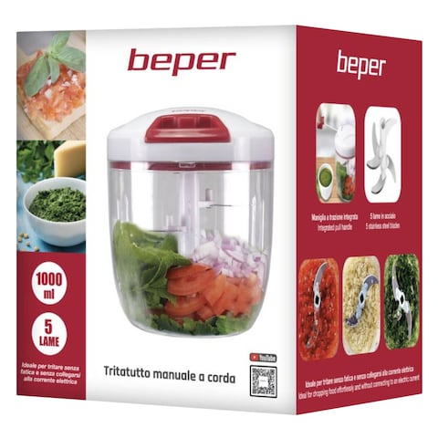 Beper Manual Cord Chopper C107UTT0 5 Blades 1000ML