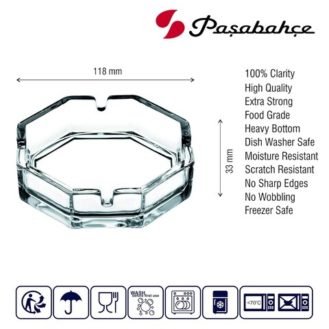Pasabahce Kosem Glass Ashtray Hectagonal Shape